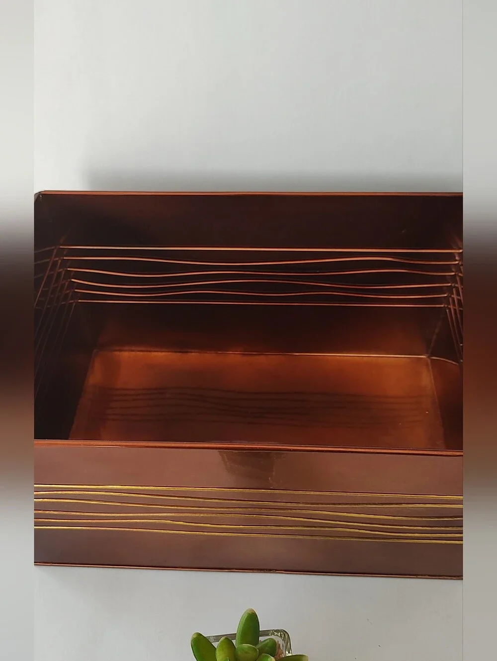 Harry & David Rubbed Bronze  Rectangle Box Metal Basket Gift